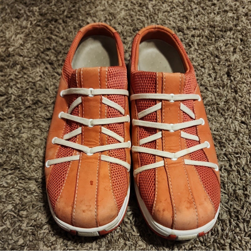 Cole Haan Orange‎ Slip On Athletic Shoes Women's 8B Slides Faux Lace